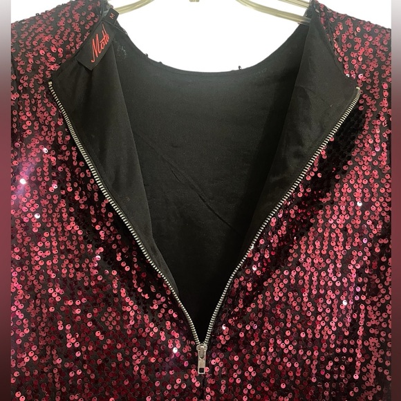 Motel 636 Sally Mae Burgundy Sequined Mini Dress Size Medium - Picture 6 of 10